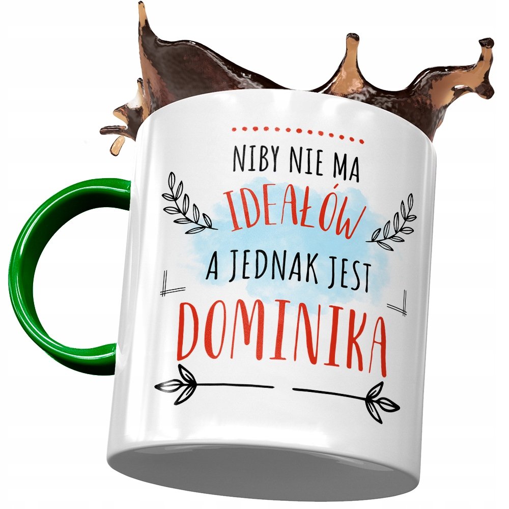 Kubek Zielony Dla Dominiki Żony Koleżanki Prezent z Nadrukiem ze Zdjęciem + Opakowanie na prezent (wzór 03)