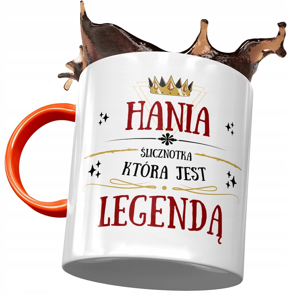 Kubek Pomarańczowy dla Hani Hanny Koleżanki Żony z Nadrukiem ze Zdjęciem + Opakowanie na prezent (wzór 03)