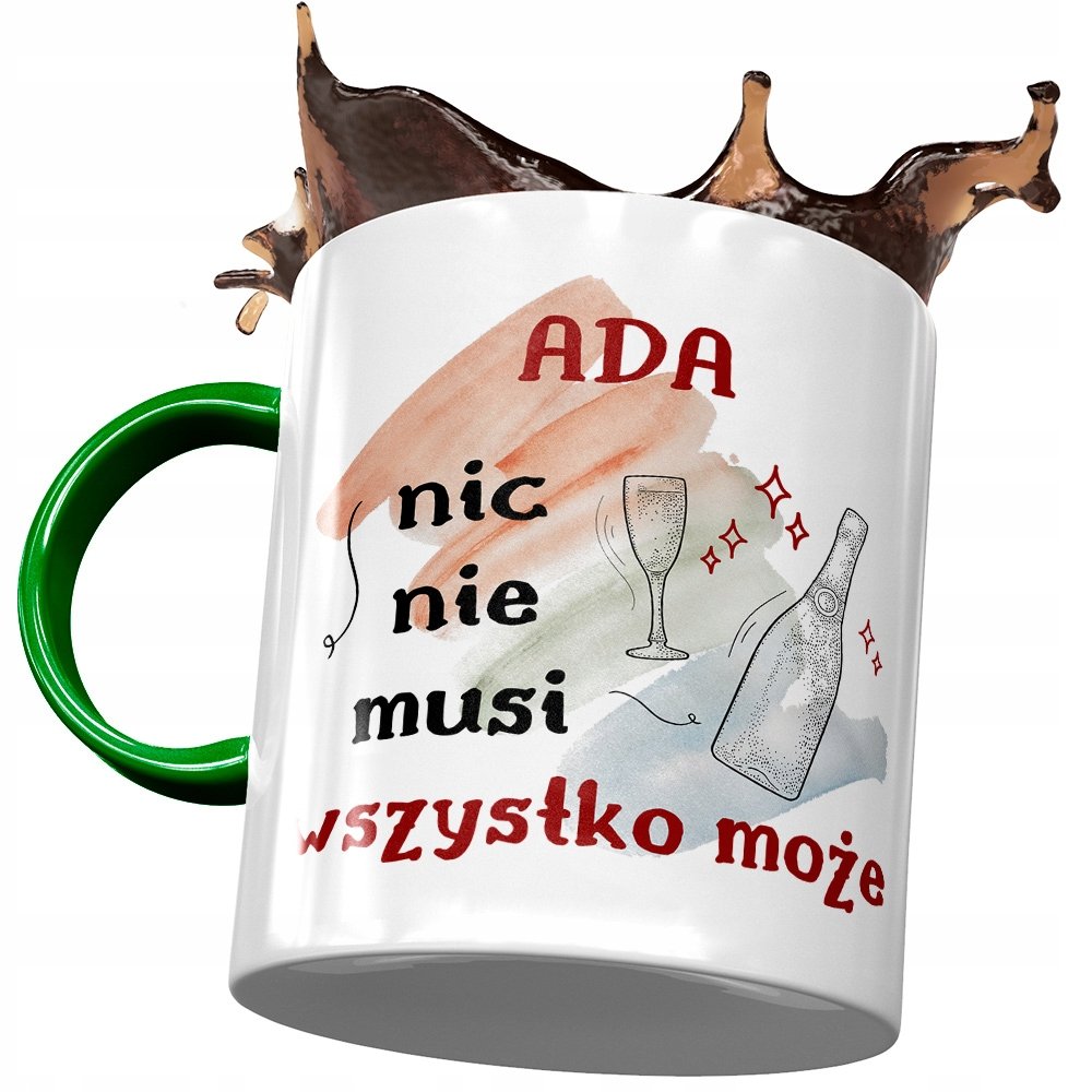 Kubek Zielony Dla Ady Żony Koleżanki na Prezent z Nadrukiem ze Zdjęciem + Opakowanie na prezent (wzór 04)