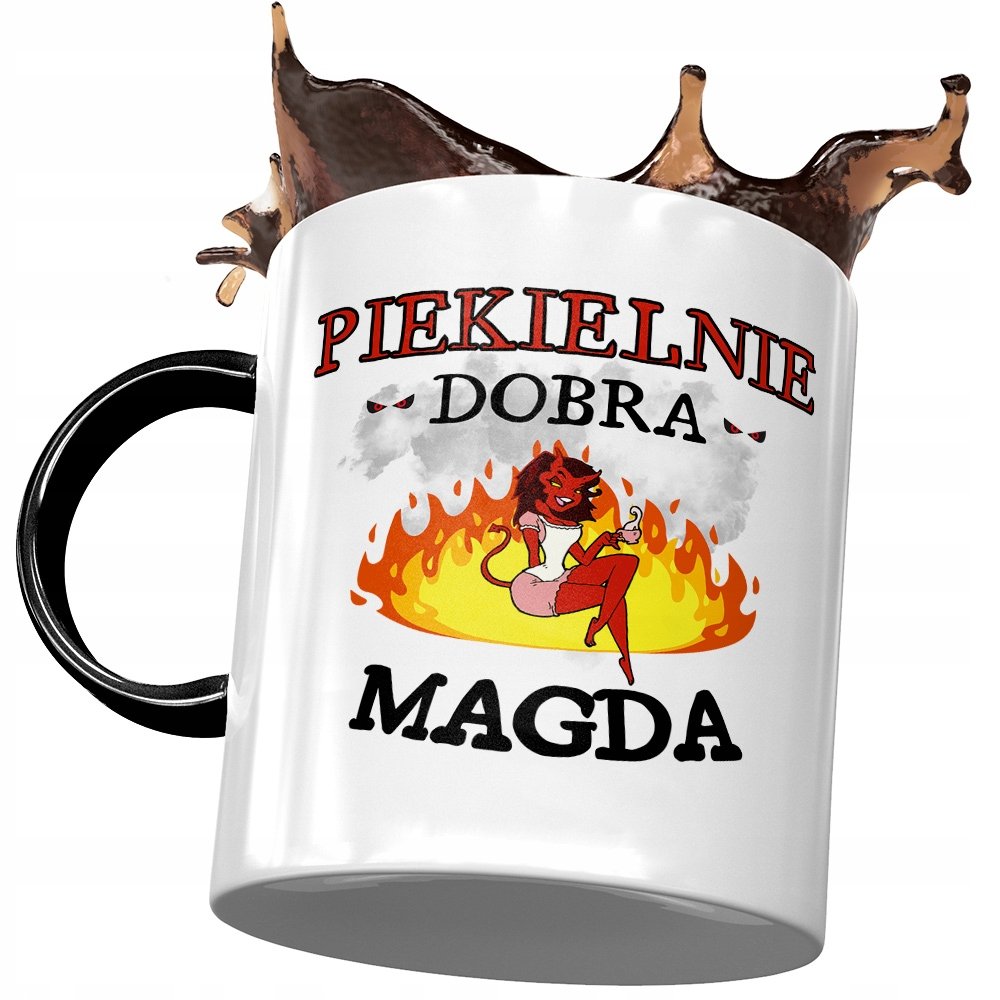 Kubek Czarny Dla Magdy Magdaleny Na Prezent z Nadrukiem ze Zdjęciem + Opakowanie na prezent (wzór 04)