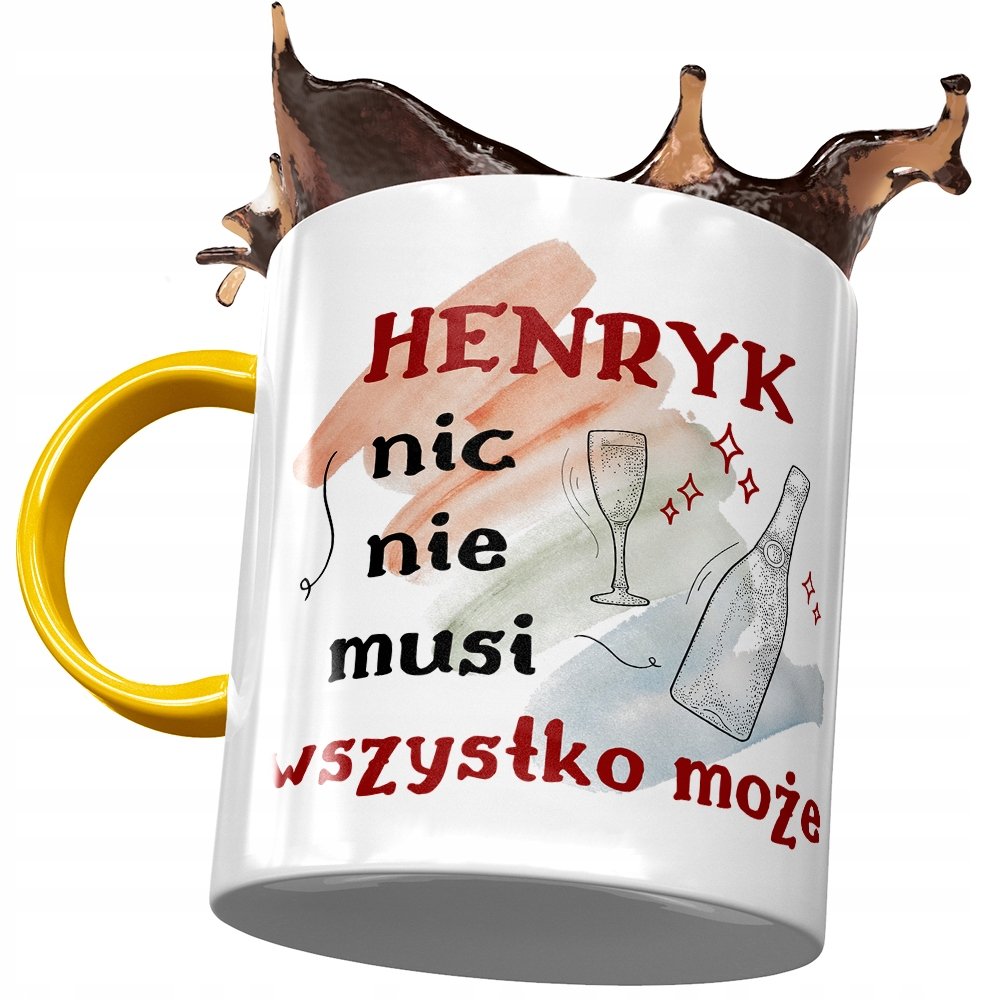 Kubek Żółty Dla Henryka Kolegi Męża Prezent z Nadrukiem ze Zdjęciem + Opakowanie na prezent (wzór 04)