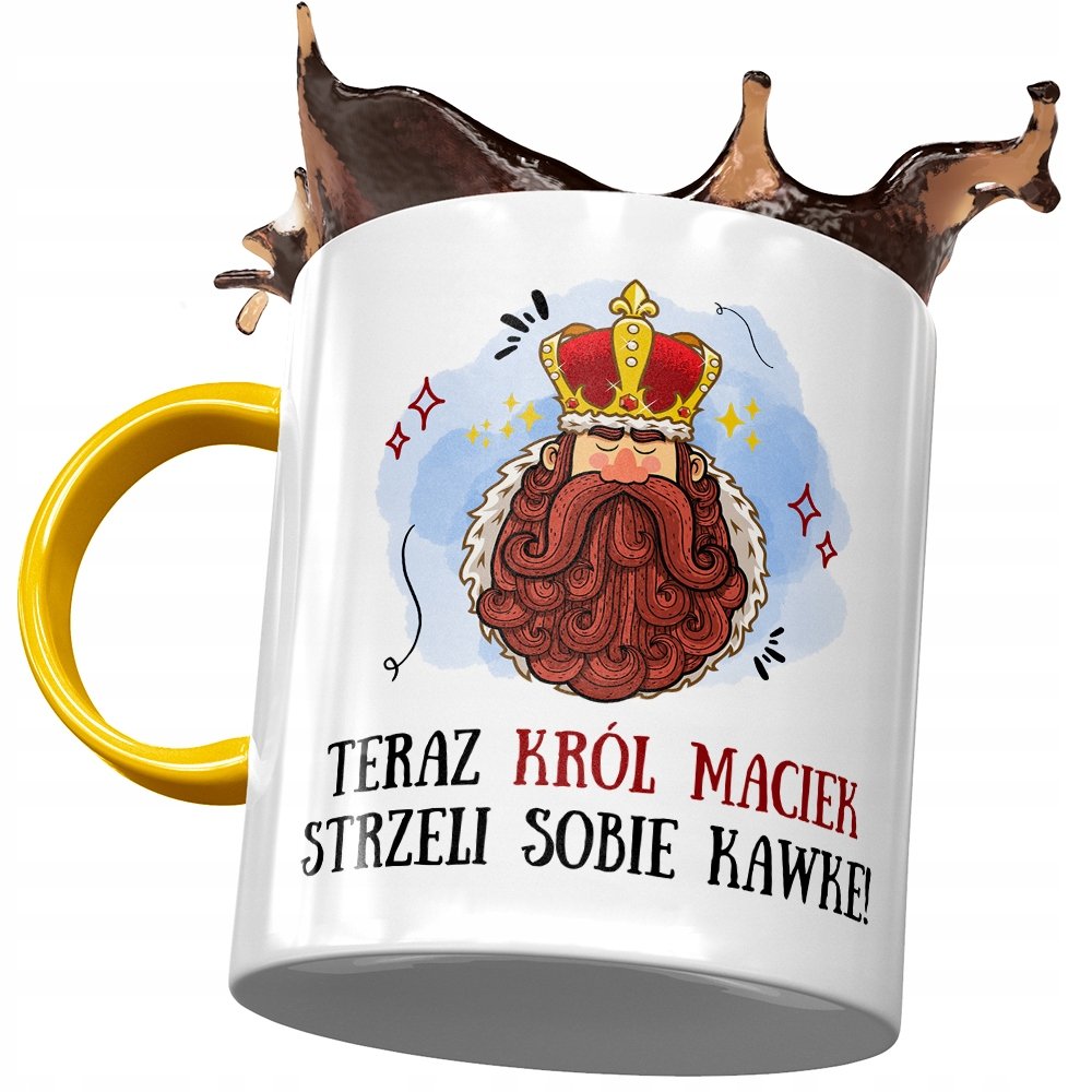 Kubek Żółty Dla Maćka Macieja Kolegi Męża syna z Nadrukiem ze Zdjęciem + Opakowanie na prezent (wzór 04)