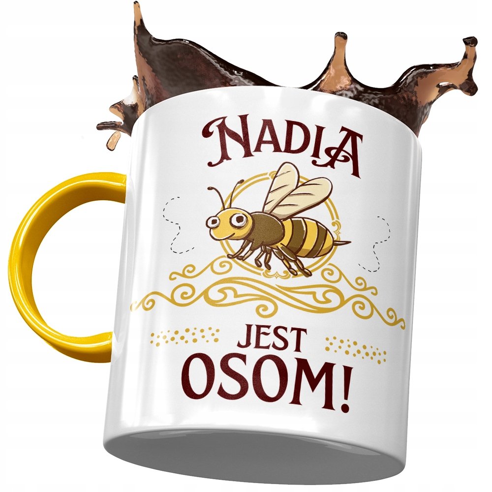Kubek Żółty Dla Nadii Koleżanki Żony Prezent z Nadrukiem ze Zdjęciem + Opakowanie na prezent (wzór 04)