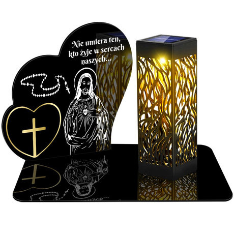ZNICZ SOLARNY LED WIECZNY PODSTAWKA NA CMENTARZ GRÓB lampka Serce 3D