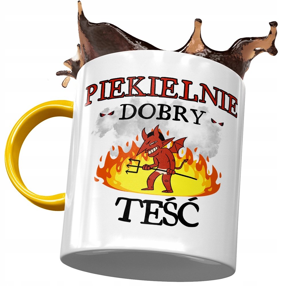 Kubek Żółty dla Teścia Teściunia na Prezent z Nadrukiem ze Zdjęciem + Opakowanie na prezent (wzór 03)