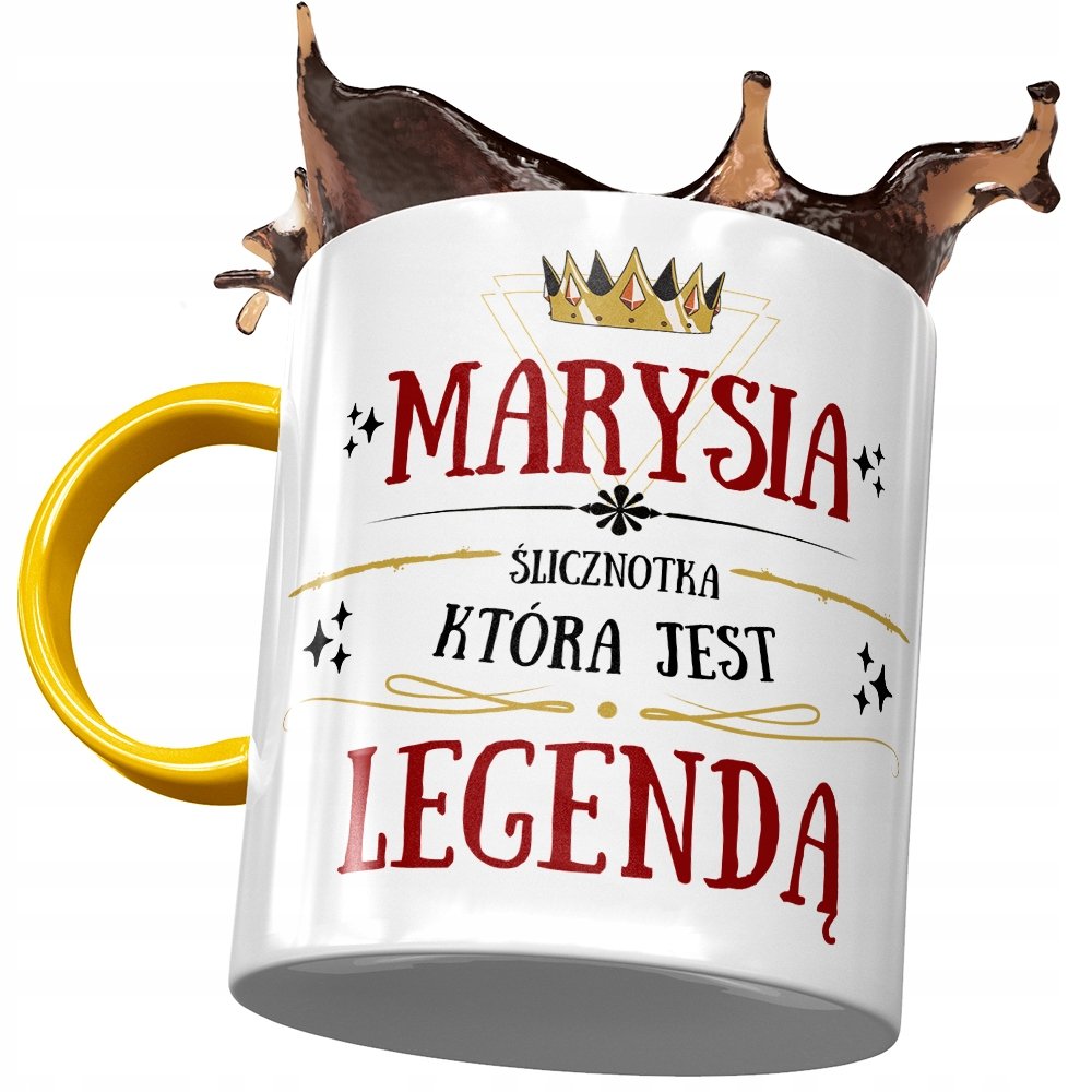 Kubek Żółty Dla Marysi Maji Mari na Prezent z Nadrukiem ze Zdjęciem + Opakowanie na prezent (wzór 03)