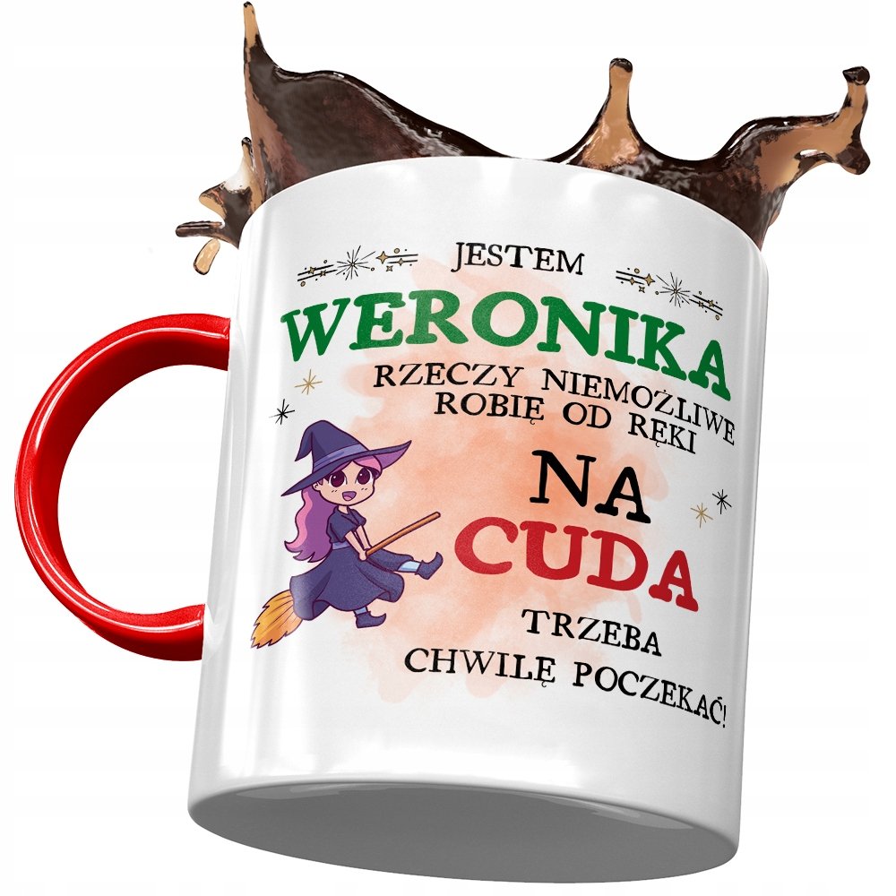 Kubek Czerwony Dla Weroniki Żony Siostry Prezent z Nadrukiem ze Zdjęciem + Opakowanie na prezent (wzór 04)