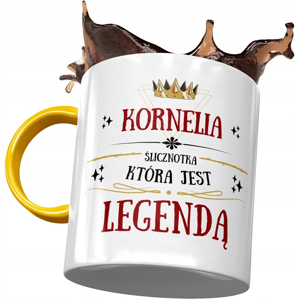 Kubek Żółty Dla Kornelii Przyjaciółki Prezent z Nadrukiem ze Zdjęciem + Opakowanie na prezent (wzór 03)