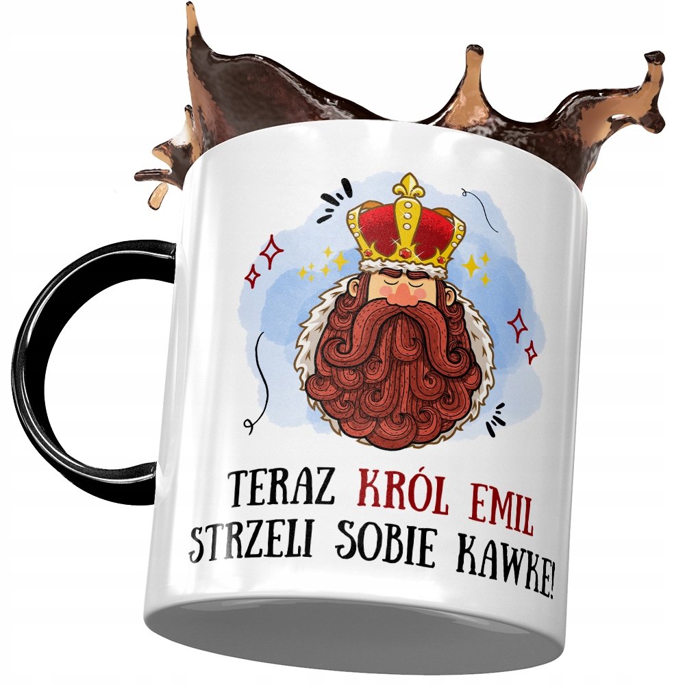 Kubek Czarny dla Emila Kolegi Prezent na Urodziny z Nadrukiem ze Zdjęciem + Opakowanie na prezent (wzór 03)