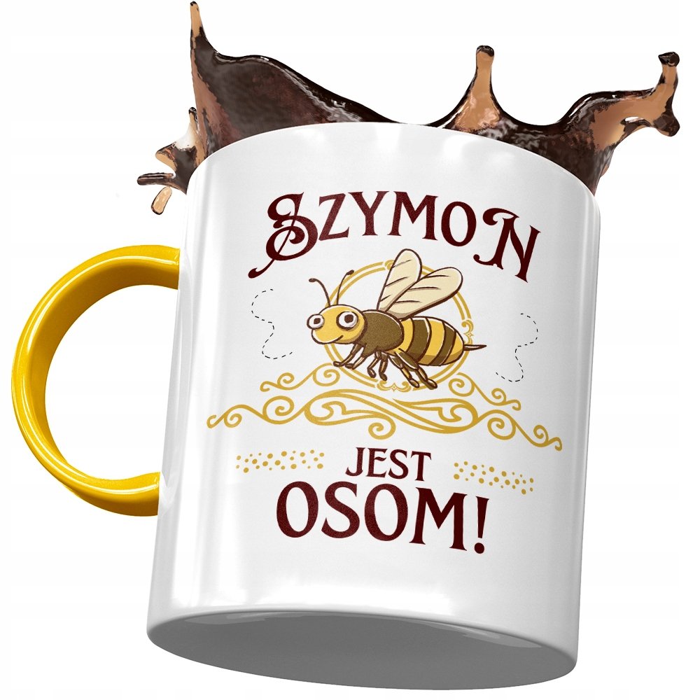 Kubek Żółty Dla Szymona Szymka Kolegi na Prezent z Nadrukiem ze Zdjęciem + Opakowanie na prezent (wzór 04)