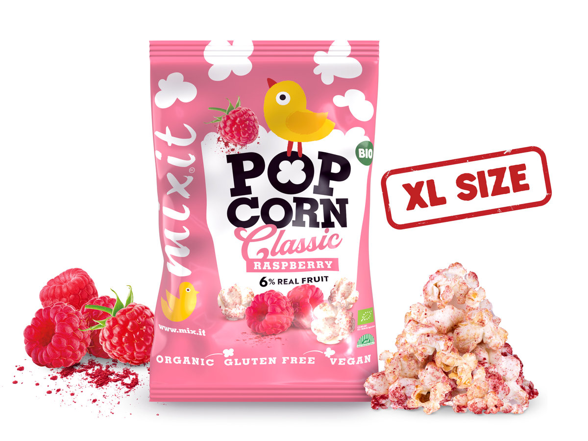Mixit, Duży BIO popcorn - Malina, 75g