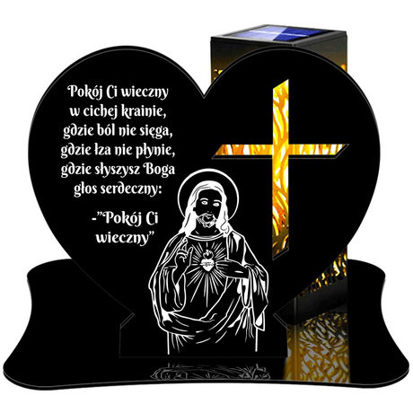 ZNICZ SOLARNY LED WIECZNY PODSTAWKA NA CMENTARZ GRÓB lampka Serce 3D