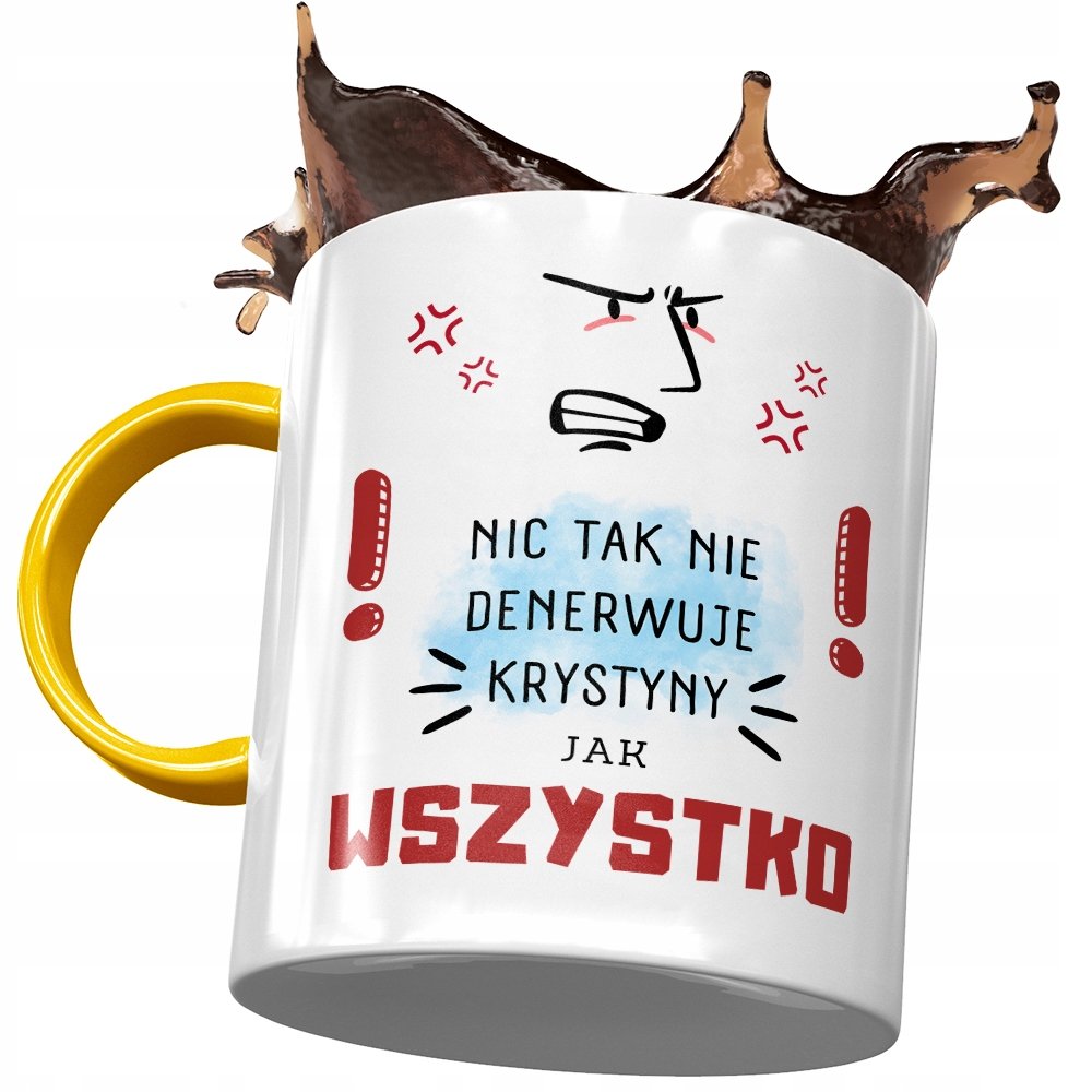 Kubek Żółty Dla Krystyny Żony Koleżanki Prezent z Nadrukiem ze Zdjęciem + Opakowanie na prezent (wzór 04)