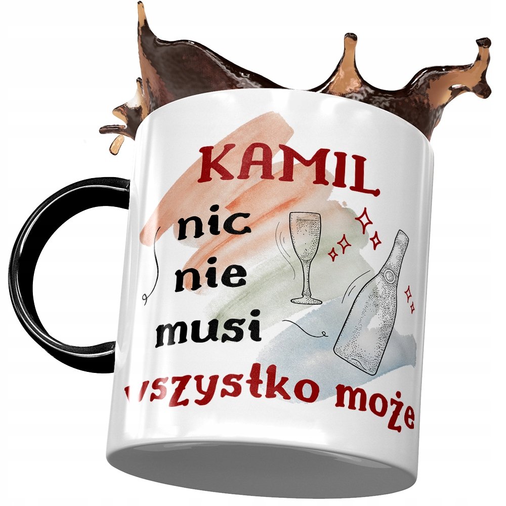 Kubek Czarny Dla Kamila Kolegi Męża na Prezent z Nadrukiem ze Zdjęciem + Opakowanie na prezent (wzór 04)