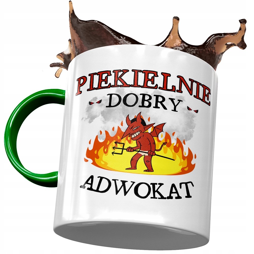 Kubek Zielony Dla Adwokata Piekielnie Dobry z Nadrukiem ze Zdjęciem + Opakowanie na prezent (wzór 04)