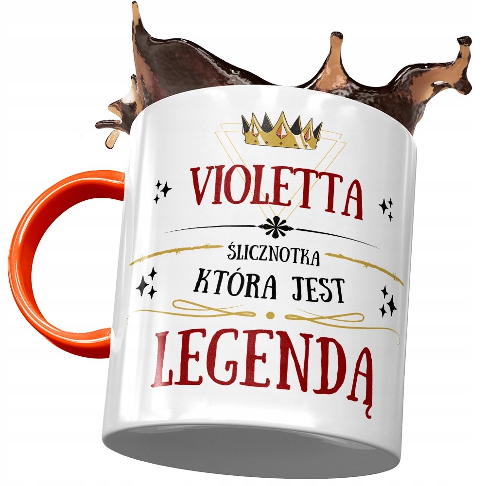 Kubek Pomarańczowy Dla Violetty Koleżanki Prezent z Nadrukiem ze Zdjęciem + Opakowanie na prezent (wzór 03)