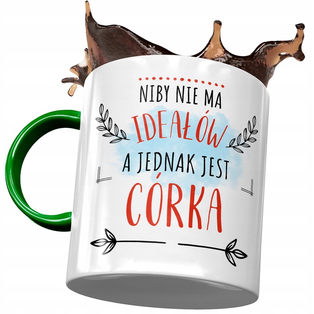 Kubek Zielony Dla Córki na Dzień Dziecka Prezent z Nadrukiem ze Zdjęciem + Opakowanie na prezent (wzór 03)