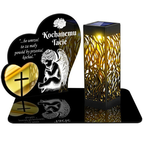ZNICZ SOLARNY LED WIECZNY PODSTAWKA NA CMENTARZ GRÓB lampka Serce 3D DLA TATY