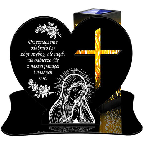 ZNICZ SOLARNY LED WIECZNY PODSTAWKA NA CMENTARZ GRÓB lampka Serce 3D