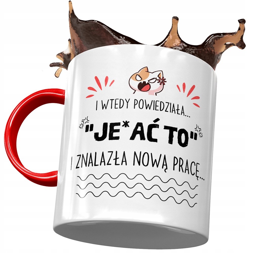 Kubek Czerwony na Pożegnanie z Pracy Na Prezent z Nadrukiem ze Zdjęciem + Opakowanie na prezent (wzór 03)