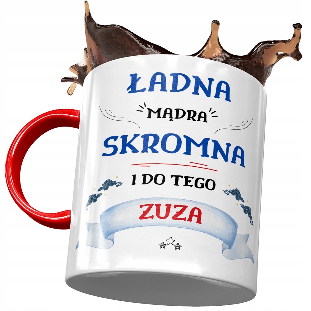 Kubek Czerwony dla Zuzy Zuzanny Koleżanki Prezent z Nadrukiem ze Zdjęciem + Opakowanie na prezent (wzór 04)