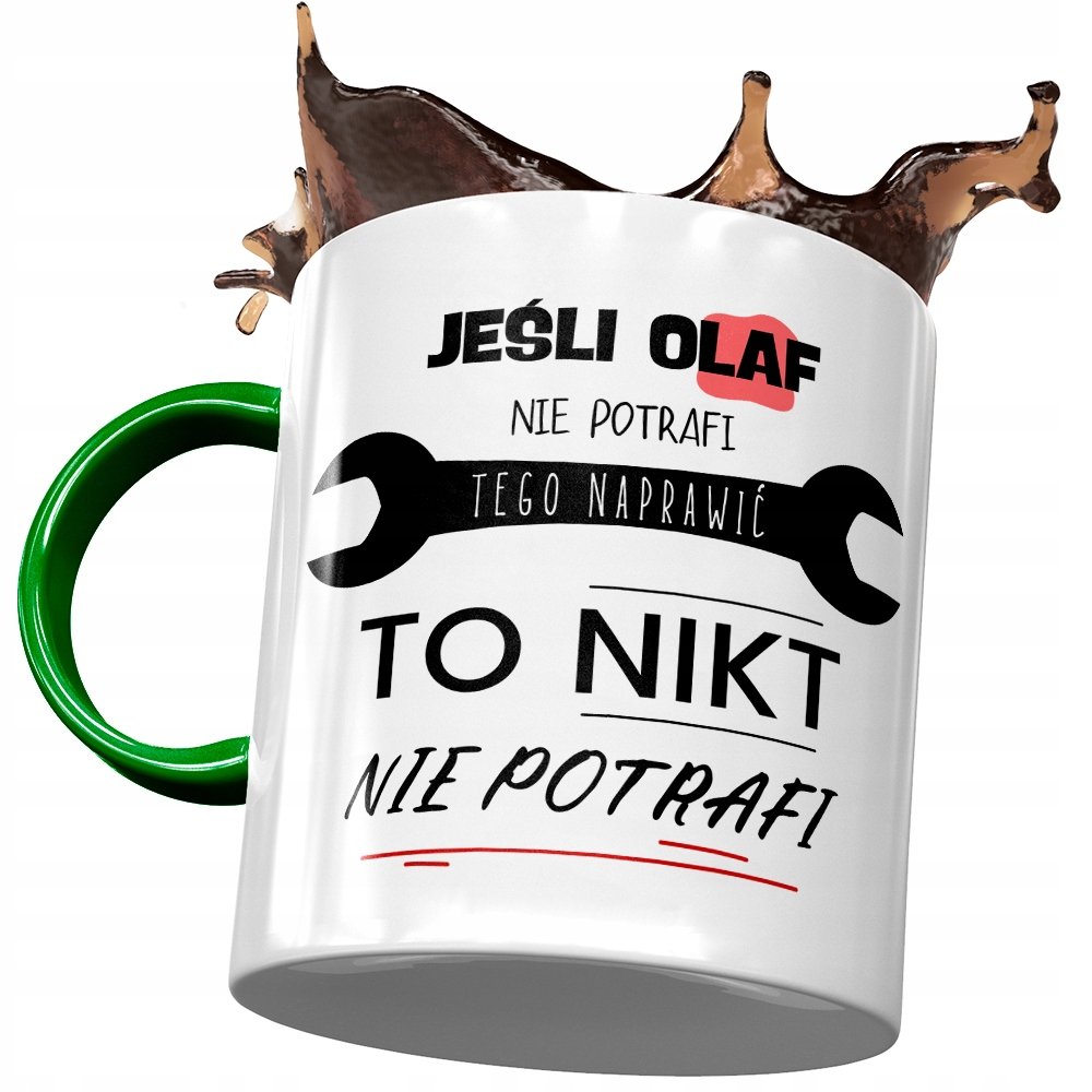 Kubek Zielony Dla Olafa Kolegi Męża na Prezent z Nadrukiem ze Zdjęciem + Opakowanie na prezent (wzór 04)
