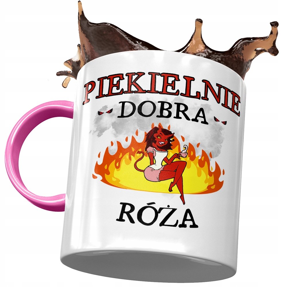 Kubek Różowy Dla Róży Żony Przyjaciółki na Prezent z Nadrukiem ze Zdjęciem + Opakowanie na prezent (wzór 03)