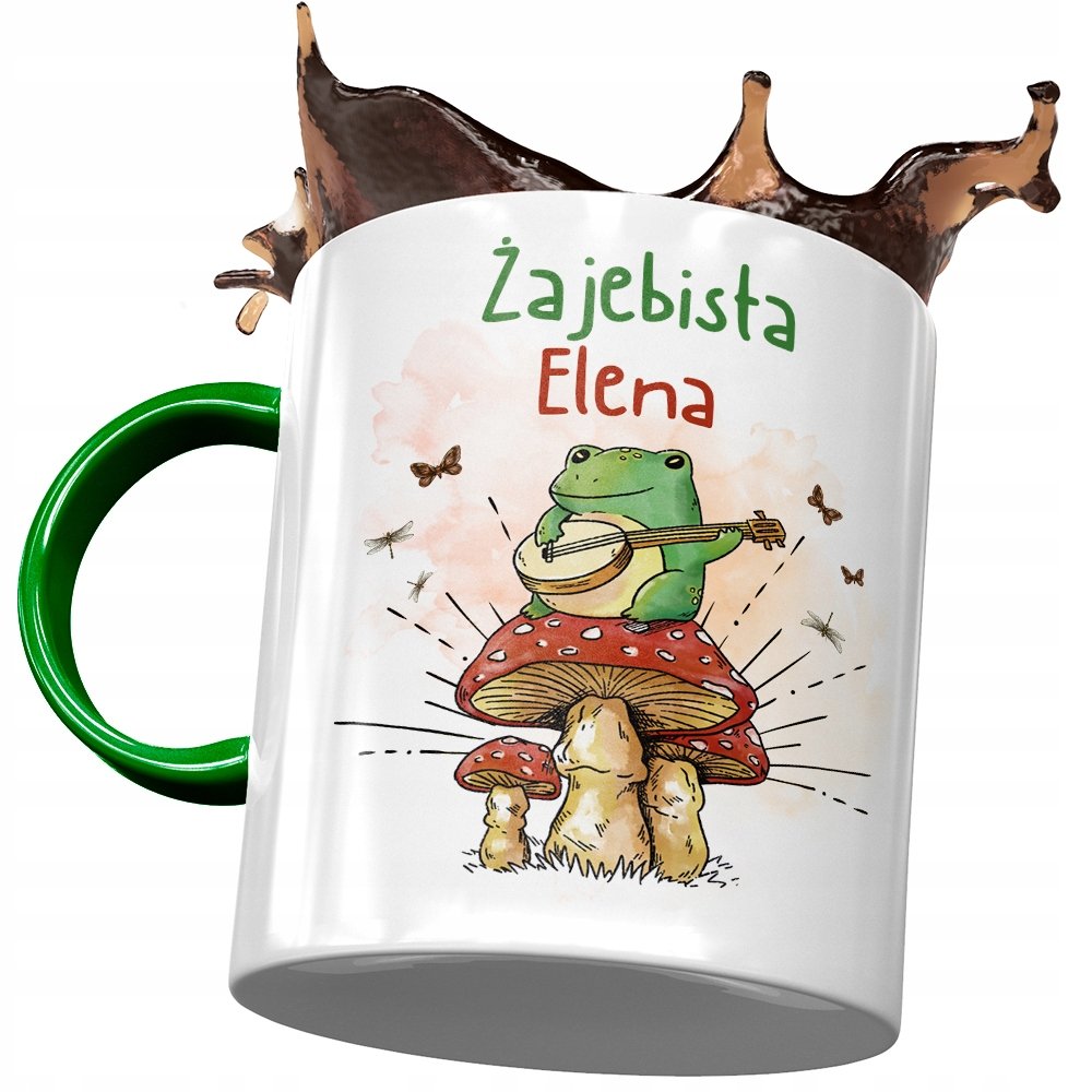 Kubek Zielony Dla Eleny Koleżanki Żony na Prezent z Nadrukiem ze Zdjęciem + Opakowanie na prezent (wzór 03)