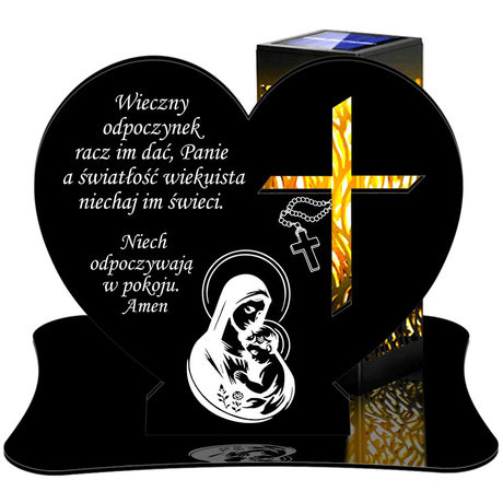 ZNICZ SOLARNY LED WIECZNY PODSTAWKA NA CMENTARZ GRÓB lampka Serce 3D