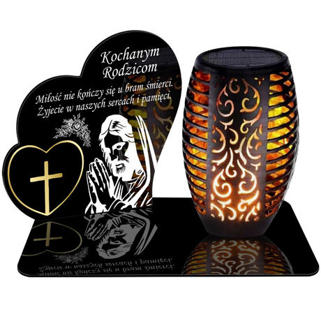 ZNICZ SOLARNY LED WIECZNY PODSTAWKA NA CMENTARZ GRÓB Serce EFEKT PŁOMIENIA DLA RODZICÓW