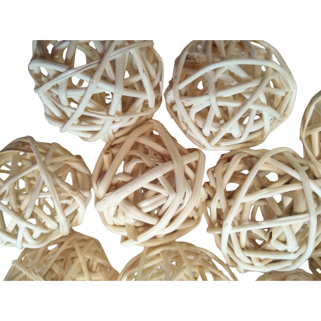 [59087] Kula Rattanowa Naturalna Wybielona 4Cm 10Szt