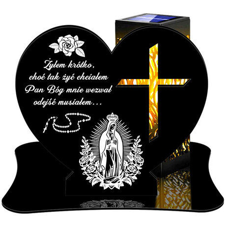 ZNICZ SOLARNY LED WIECZNY PODSTAWKA NA CMENTARZ GRÓB lampka Serce 3D