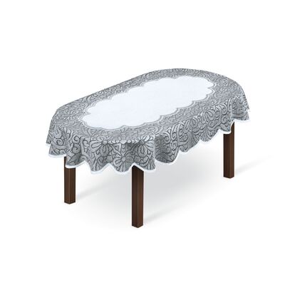 Obrus żakardowy owal 250521/130y 130 x 180 cm biały/szary