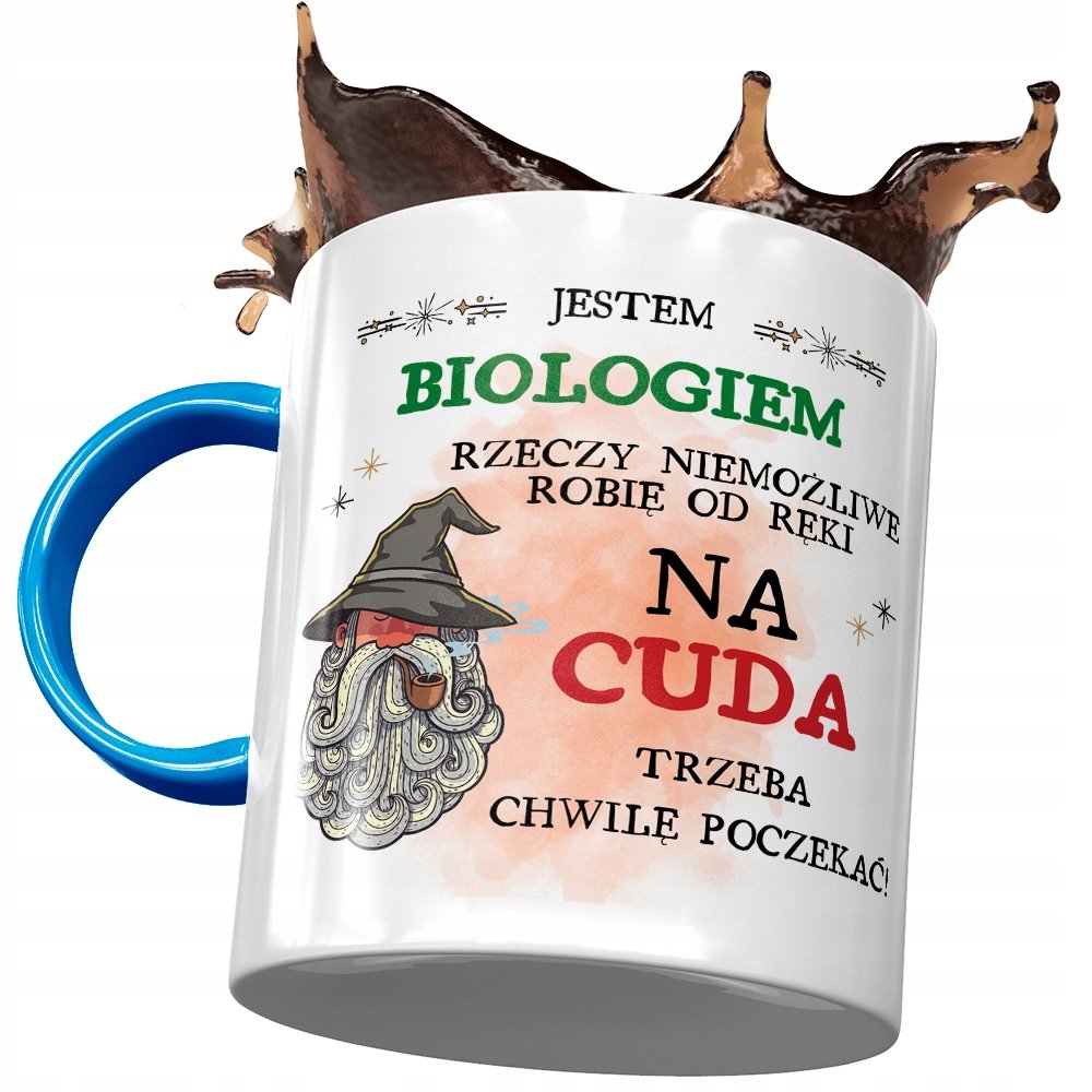 Kubek Błękitny Dla Biologa Na Cuda Prezent z Nadrukiem ze Zdjęciem + Opakowanie na prezent (wzór 04)