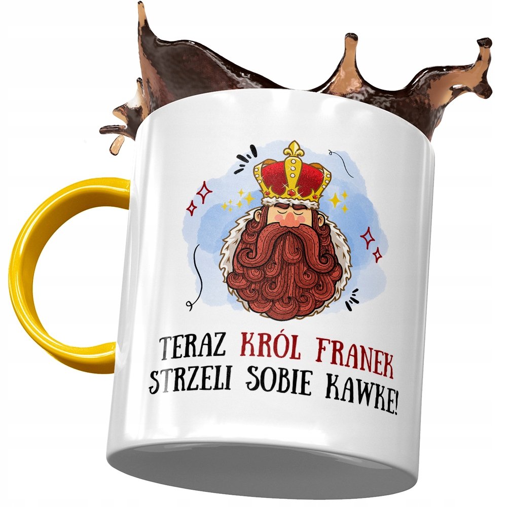 Kubek Żółty dla Franciszka Franka Kolegi Prezent z Nadrukiem ze Zdjęciem + Opakowanie na prezent (wzór 03)