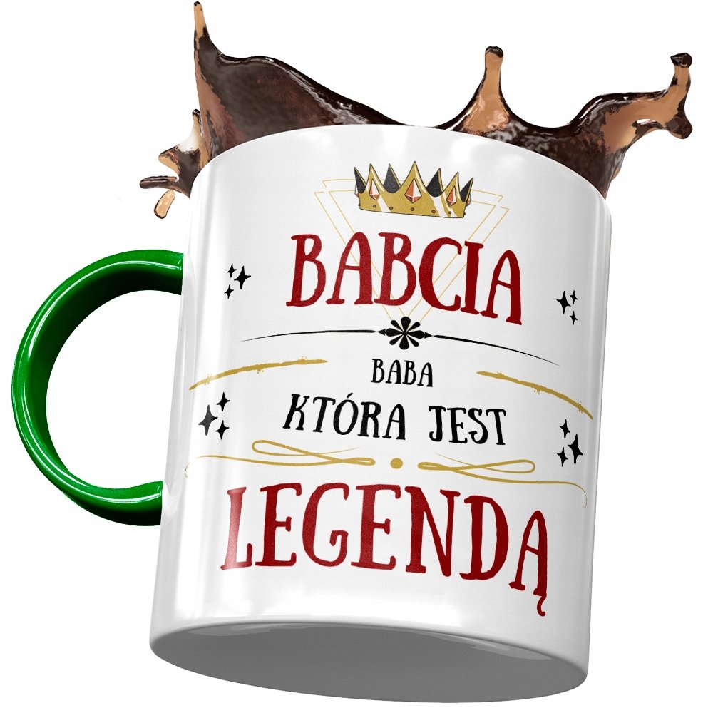 Kubek Zielony Dla Babci Babuni na Dzień Babci z Nadrukiem ze Zdjęciem + Opakowanie na prezent (wzór 04) numer 274640496
