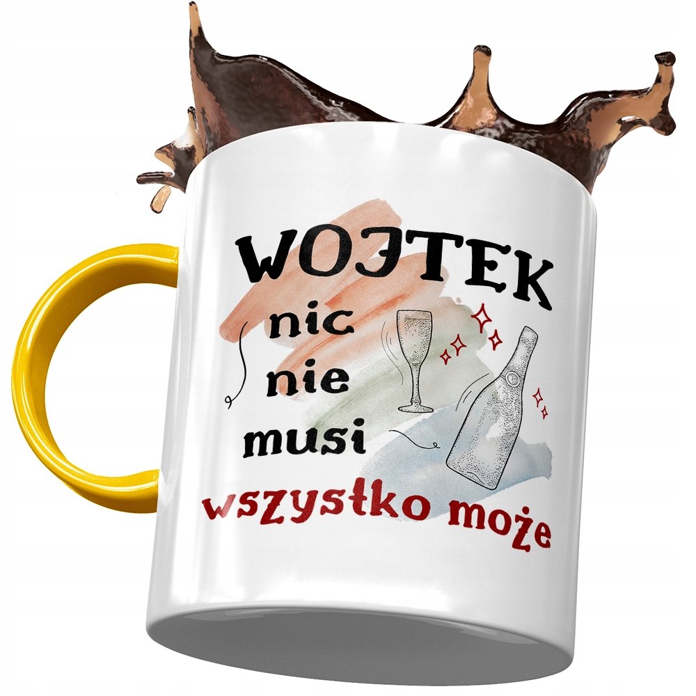 Kubek Żółty dla Wojciecha Wojtka Kolegi na Prezent z Nadrukiem ze Zdjęciem + Opakowanie na prezent (wzór 02)