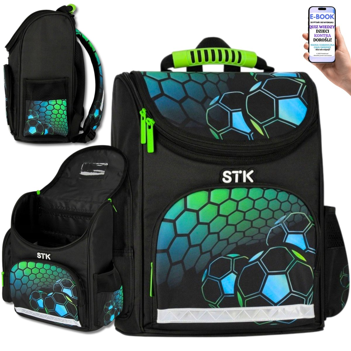 TORNISTER SZKOLNY DLA DZIECKA CHŁOPCA PIŁKARSKI PLECAK - LEKKI, USZTYWNIANY, ERGONOMICZNY ODBLASKI + WYGODNE SZELKI + EBOOK-2