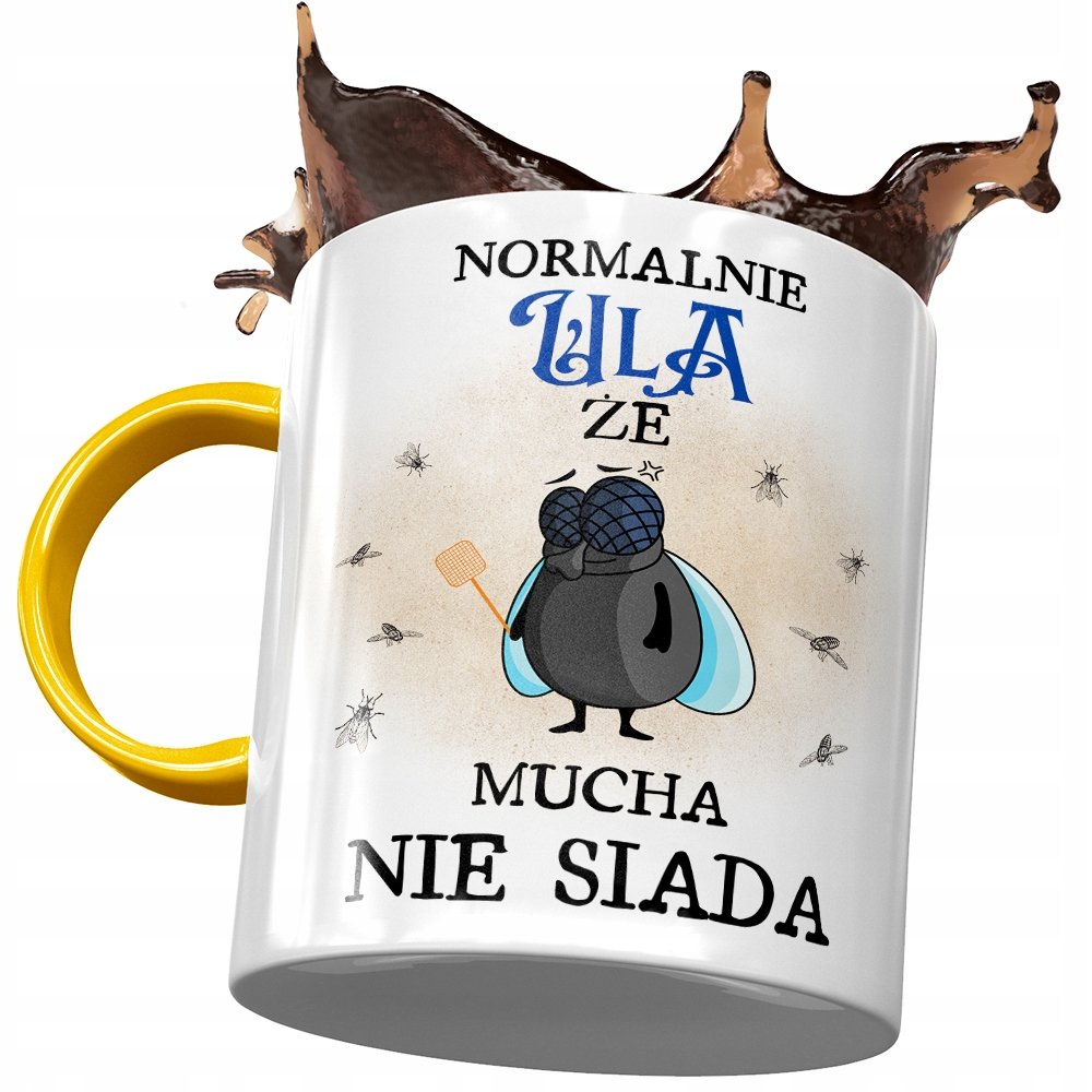 Kubek Żółty dla Uli Urszuli Przyjaciółki Żony z Nadrukiem ze Zdjęciem + Opakowanie na prezent (wzór 04)