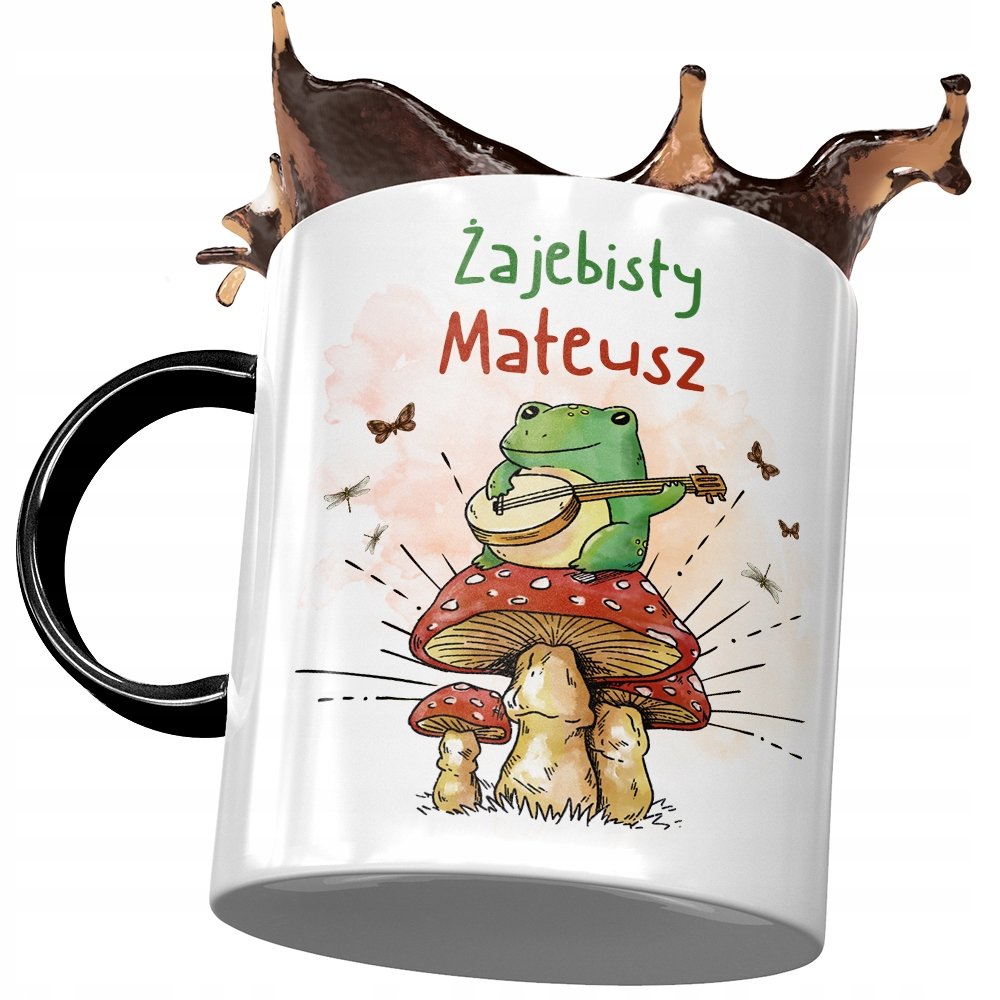 Kubek Czarny Dla Mateusza Kolegi Męża na Prezent z Nadrukiem ze Zdjęciem + Opakowanie na prezent (wzór 04)