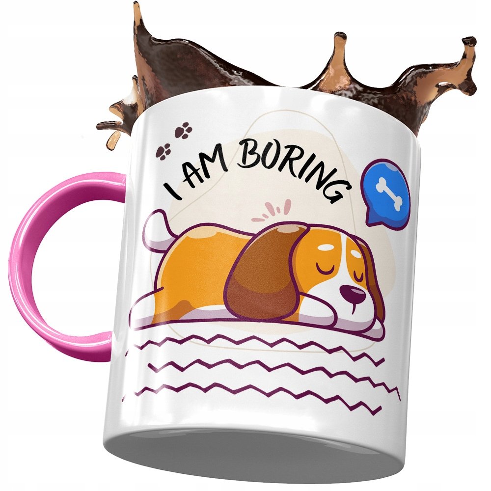 Kubek Różowy z Pieskiem Psem Słodki na Prezent z Nadrukiem ze Zdjęciem + Opakowanie na prezent (wzór 04)