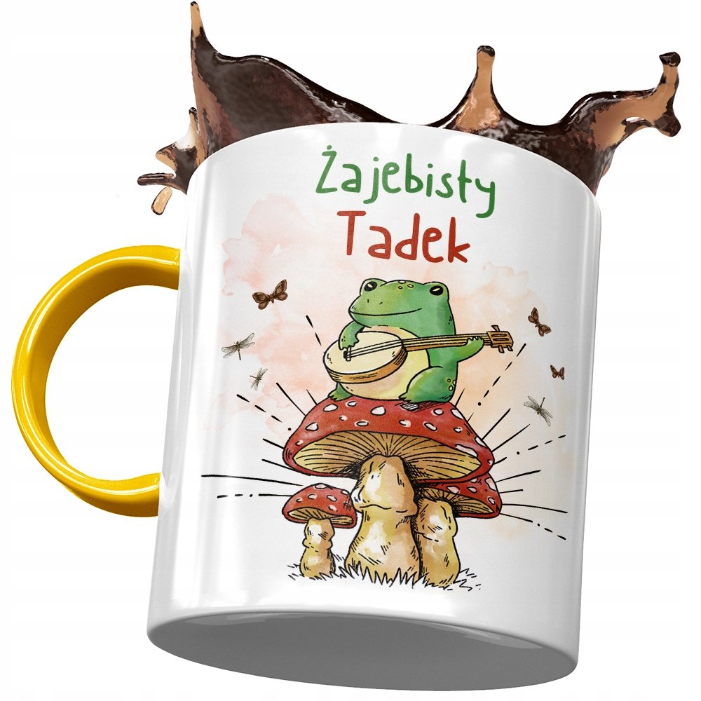 Kubek Żółty Dla Tadka Tadeusza Kolegi Męża syna z Nadrukiem ze Zdjęciem + Opakowanie na prezent (wzór 04)