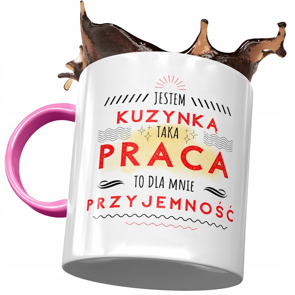 Kubek Różowy Dla Kuzynki na Urodziny na Prezent z Nadrukiem ze Zdjęciem + Opakowanie na prezent (wzór 02)