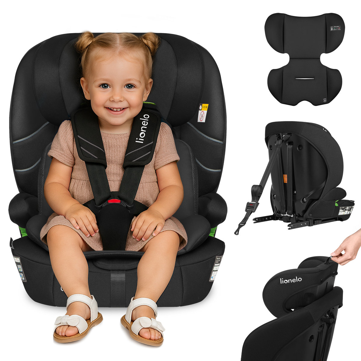 Fotelik samochodowy ISOFIX 76-150 cm 9-36 kg Lionelo LEVI FIX i-Size