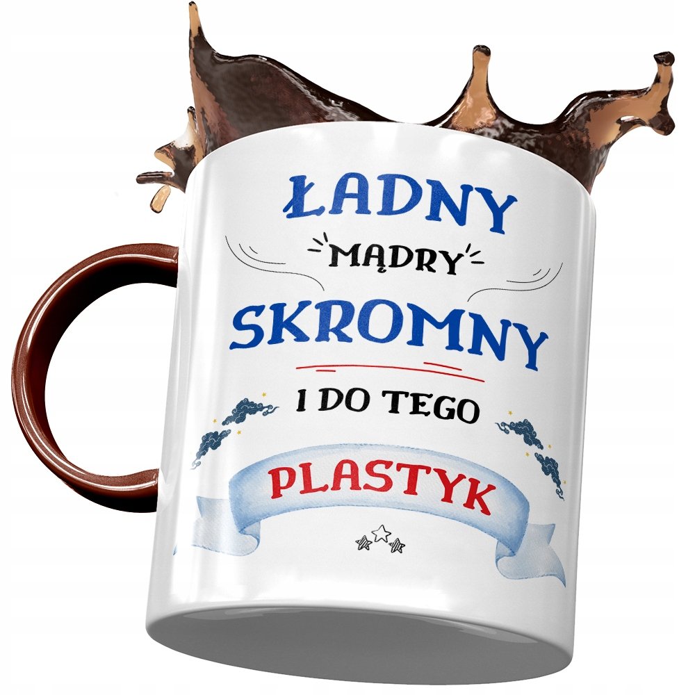 Kubek Bordowy Dla Plastyka Ładny Mądry Skromny z Nadrukiem ze Zdjęciem + Opakowanie na prezent (wzór 02)
