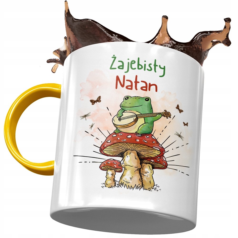 Kubek Żółty Dla Natana Kolegi Męża na Prezent z Nadrukiem ze Zdjęciem + Opakowanie na prezent (wzór 02)