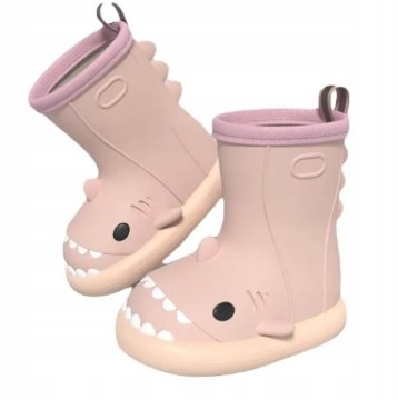 KALOSZE DZIECIĘCE REKINY SHARK GUMOWE BUTY wkładka 14 cm 23-24 RÓŻOWE