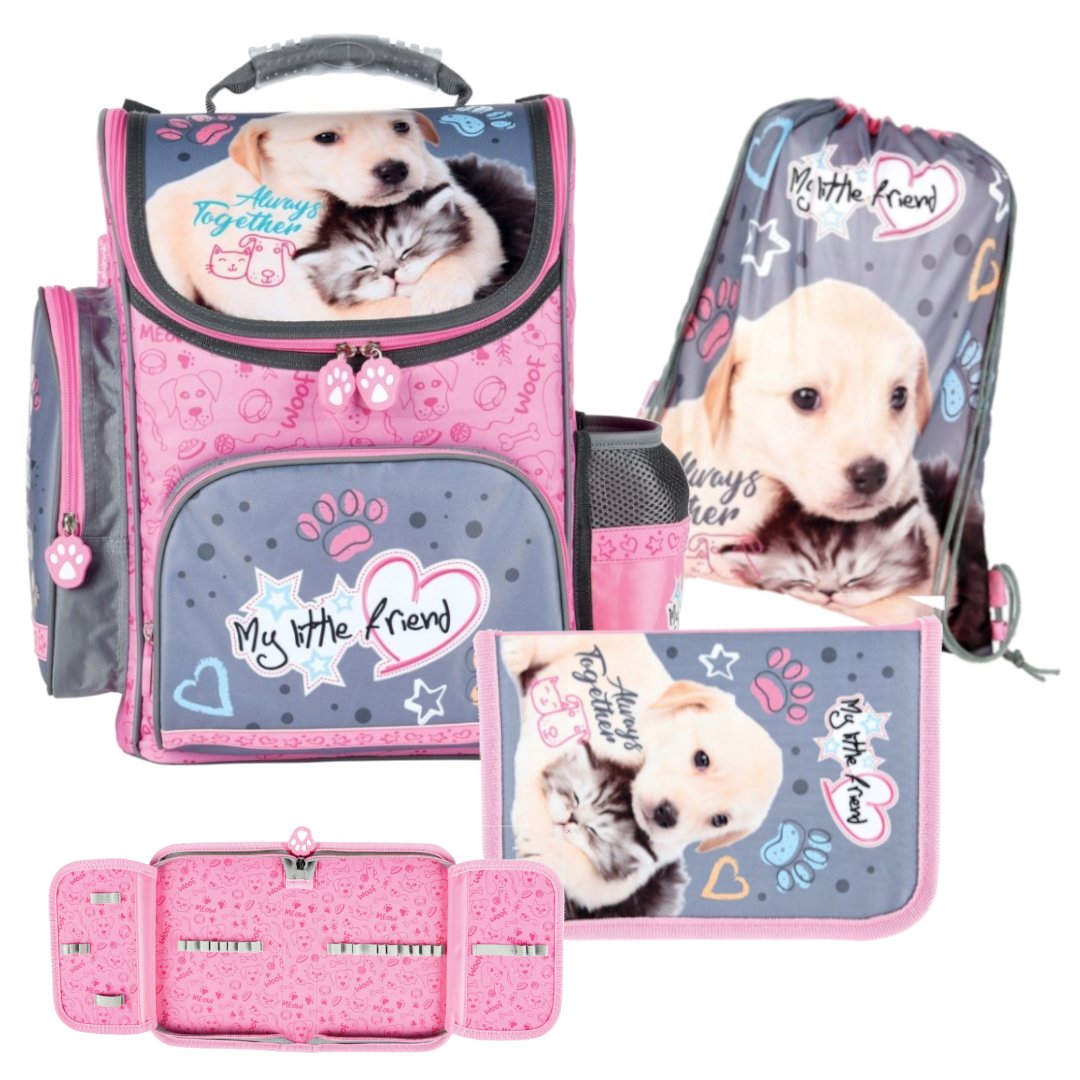 ZESTAW SZKOLNY 3-ELEMENTY PIES I KOT MY LITTLE FRIEND ST. MAJEWSKI