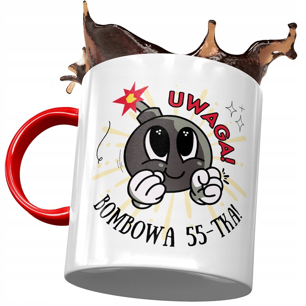 Kubek Czerwony na Urodziny 55 55te 55-te Prezent z Nadrukiem ze Zdjęciem + Opakowanie na prezent (wzór 03)
