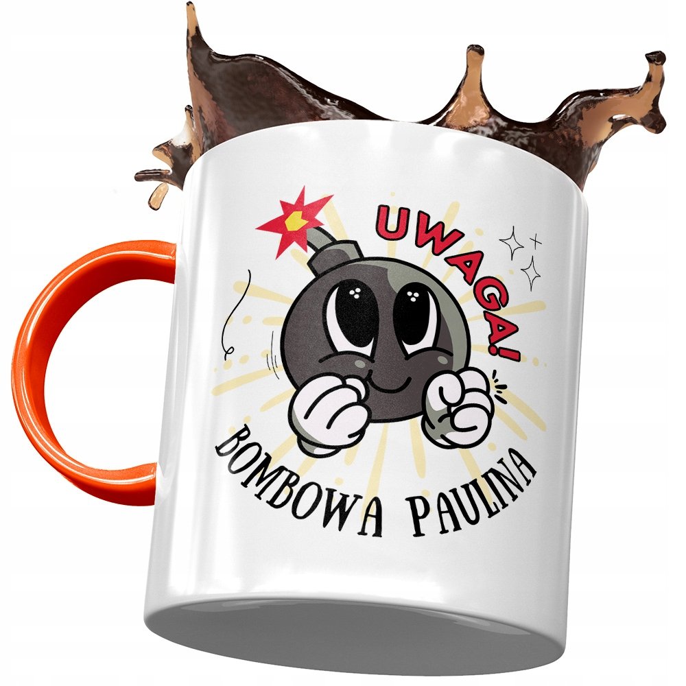 Kubek Pomarańczowy Dla Pauliny Koleżanki Prezent z Nadrukiem ze Zdjęciem + Opakowanie na prezent (wzór 04)